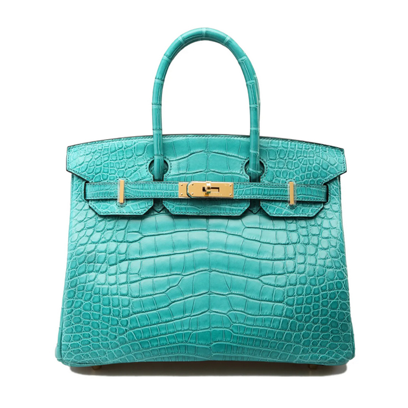 Hermès Birkin 30 Bleu Paon Matte Alligator with Gold Hardware